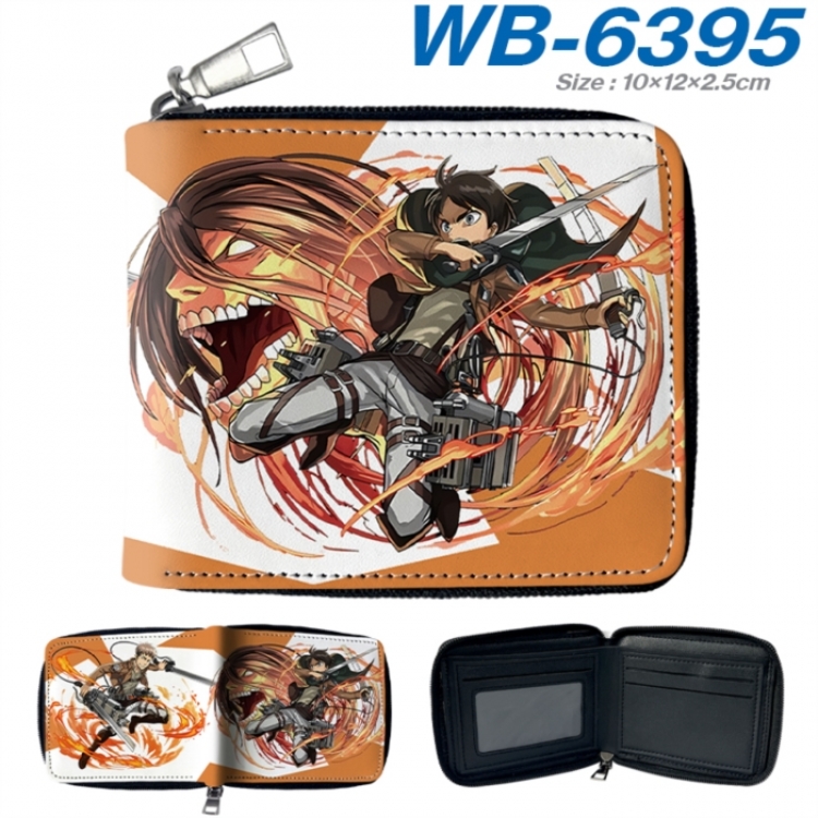 Shingeki no Kyojin Anime color short full zip folding wallet 10x12x2.5cm