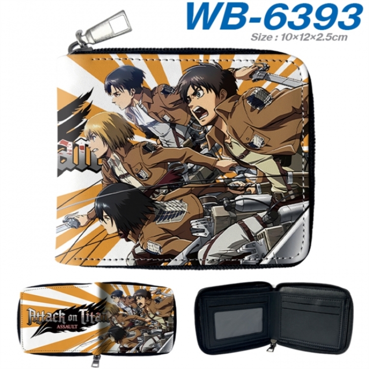 Shingeki no Kyojin Anime color short full zip folding wallet 10x12x2.5cm