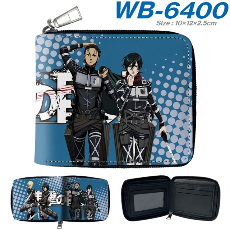 Shingeki no Kyojin Anime color short full zip folding wallet 10x12x2.5cm