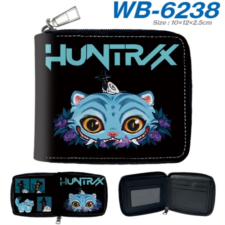 K-Pop Demon Hunters Anime color short full zip folding wallet 10x12x2.5cm