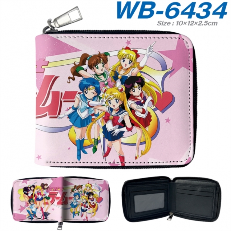 sailormoon Anime color short full zip folding wallet 10x12x2.5cm