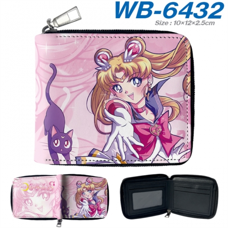 sailormoon Anime color short full zip folding wallet 10x12x2.5cm