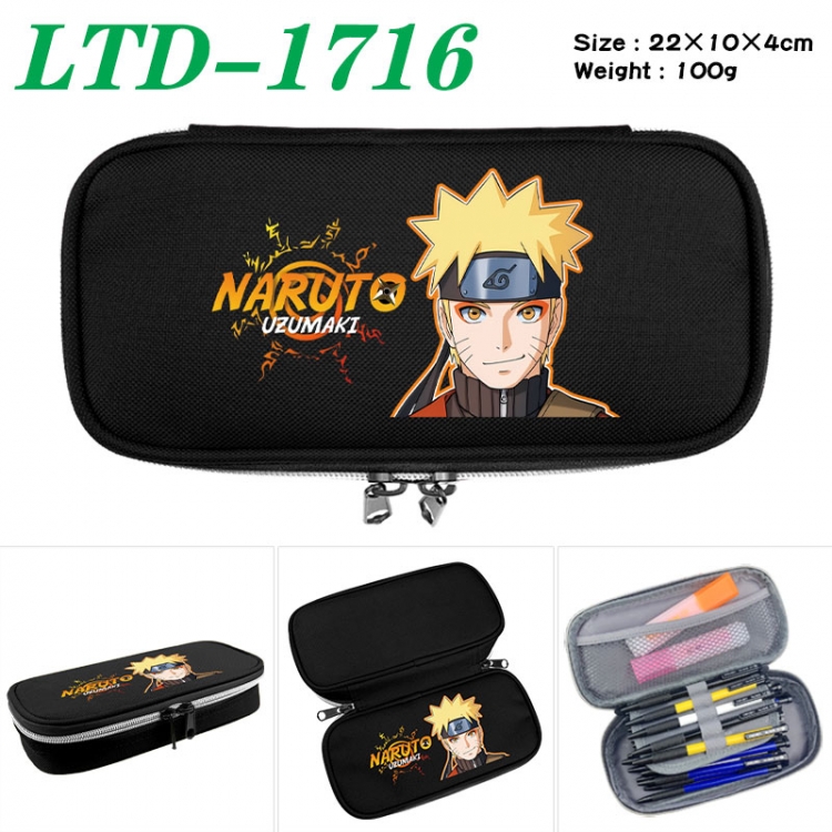 Naruto Anime Waterproof canvas zipper clamshell pencil case pencil case 22x10x4cm
