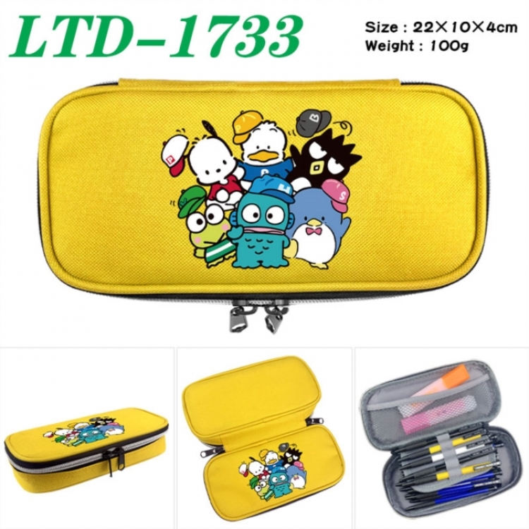 Sanrio Anime Waterproof canvas zipper clamshell pencil case pencil case 22x10x4cm