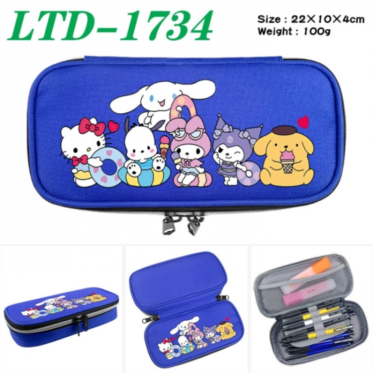 Sanrio Anime Waterproof canvas zipper clamshell pencil case pencil case 22x10x4cm