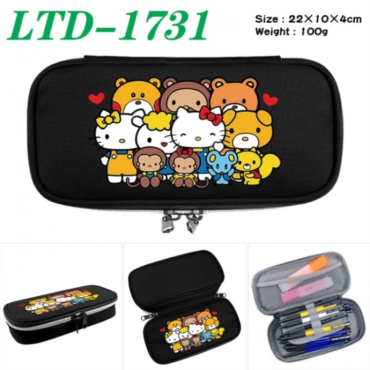 Sanrio Anime Waterproof canvas zipper clamshell pencil case pencil case 22x10x4cm