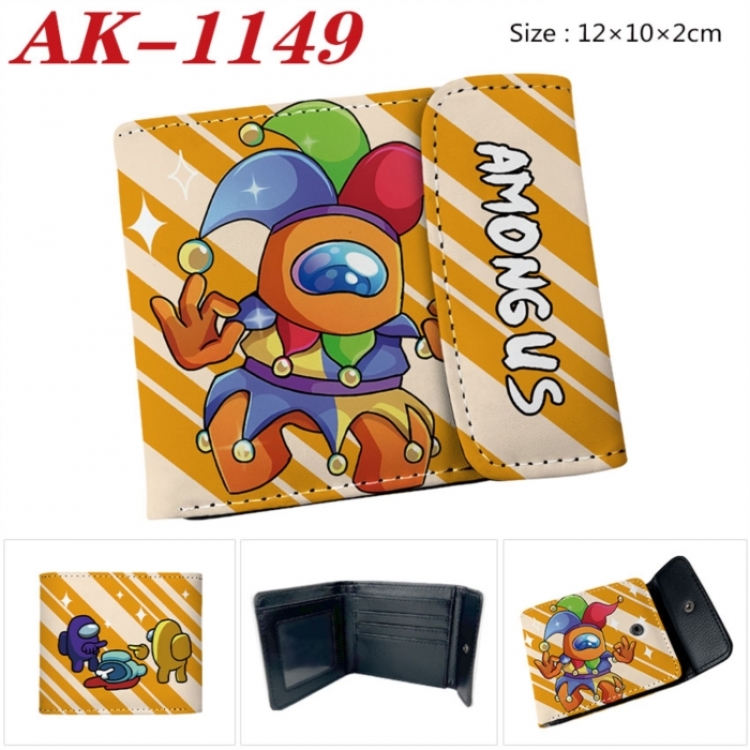 Among Us Anime PU leather full color buckle two fold wallet 12X10X2CM
