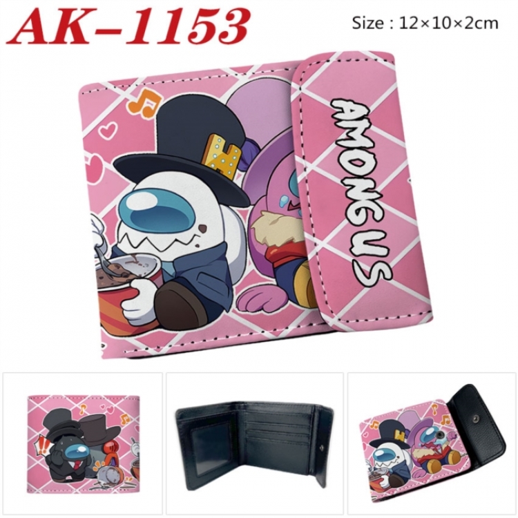 Among Us Anime PU leather full color buckle two fold wallet 12X10X2CM