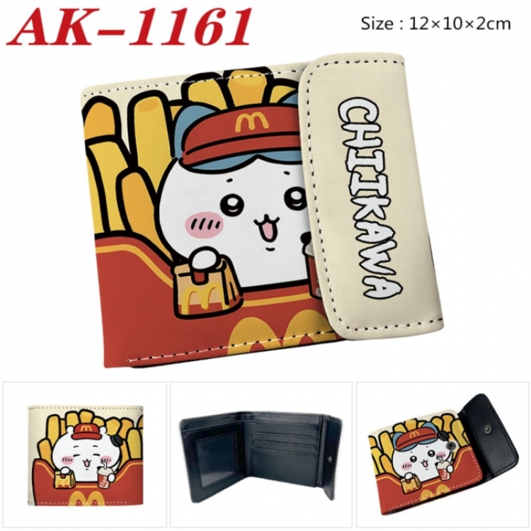 Chiikawa Anime PU leather full color buckle two fold wallet 12X10X2CM
