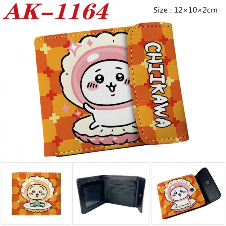 Chiikawa Anime PU leather full color buckle two fold wallet 12X10X2CM