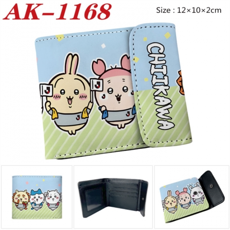 Chiikawa Anime PU leather full color buckle two fold wallet 12X10X2CM