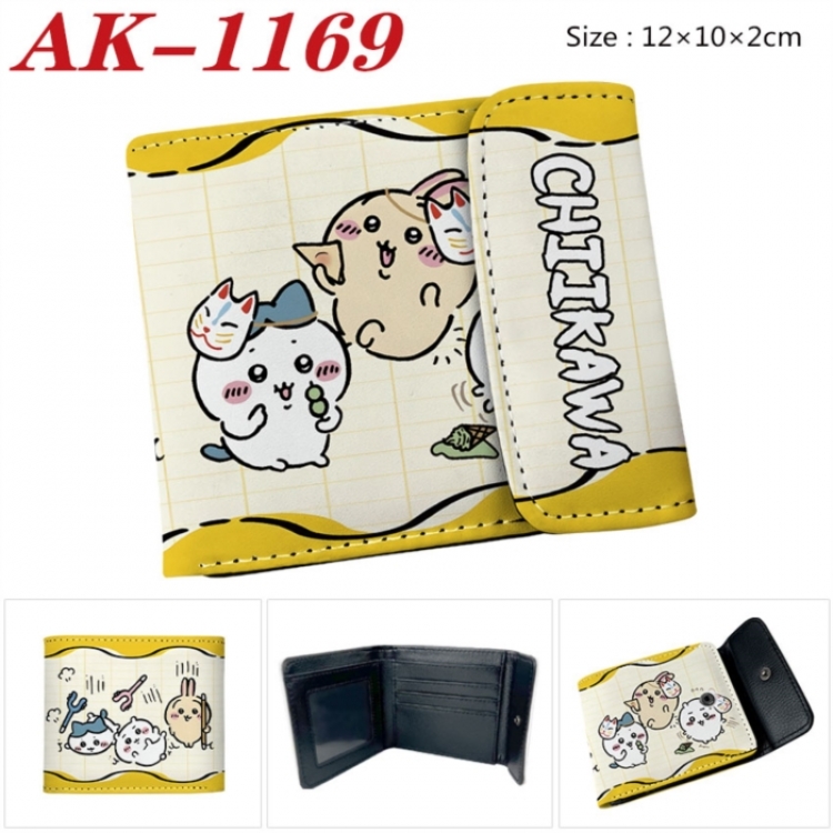 Chiikawa Anime PU leather full color buckle two fold wallet 12X10X2CM