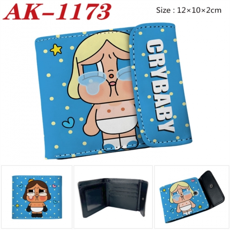 Crybaby Anime PU leather full color buckle two fold wallet 12X10X2CM