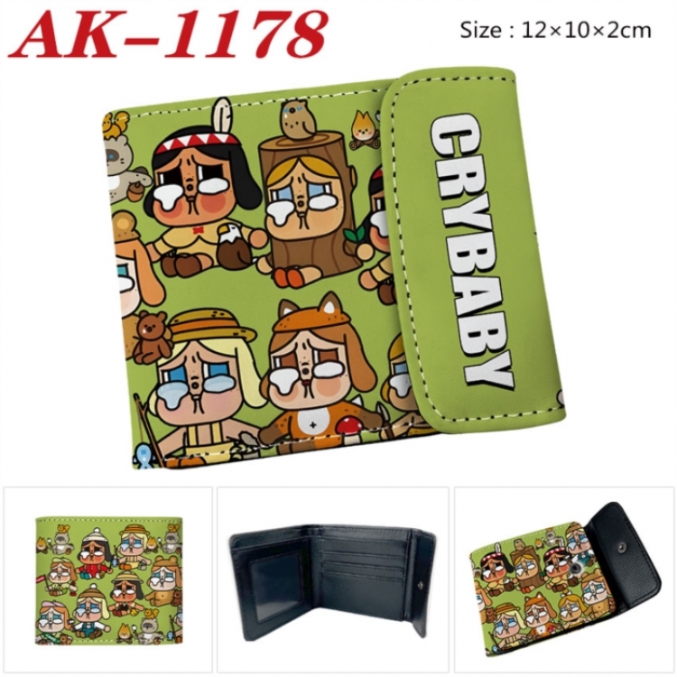 Crybaby Anime PU leather full color buckle two fold wallet 12X10X2CM
