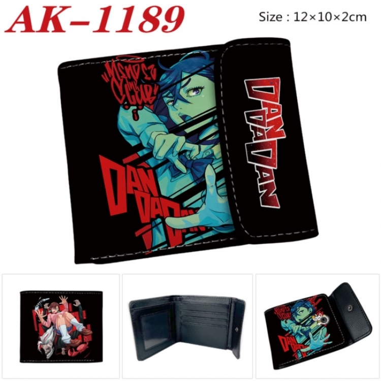 DANDADAN Anime PU leather full color buckle two fold wallet 12X10X2CM