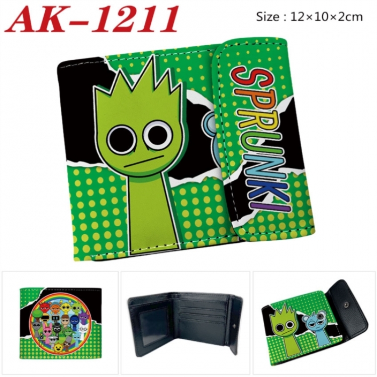 Sprunki Anime PU leather full color buckle two fold wallet 12X10X2CM