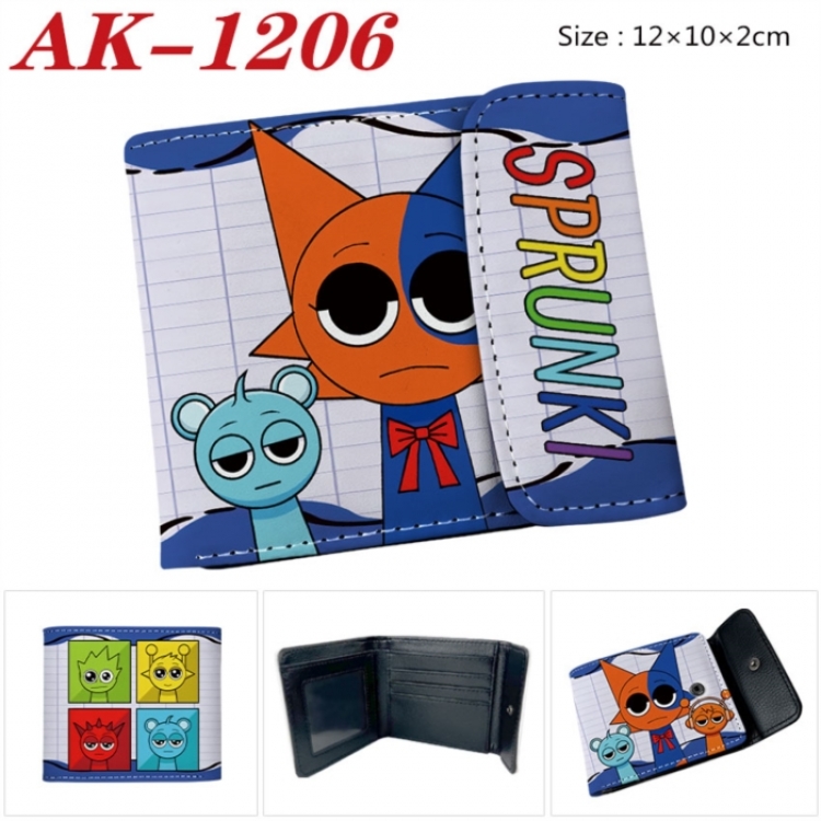 Sprunki Anime PU leather full color buckle two fold wallet 12X10X2CM