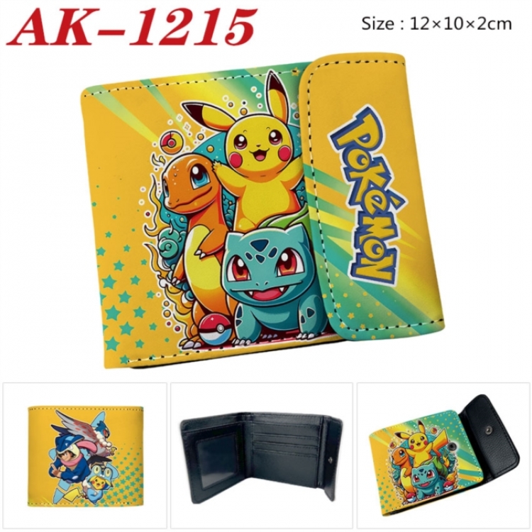 Pokemon Anime PU leather full color buckle two fold wallet 12X10X2CM