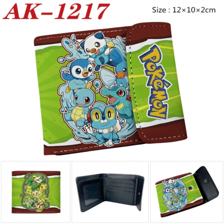 Pokemon Anime PU leather full color buckle two fold wallet 12X10X2CM