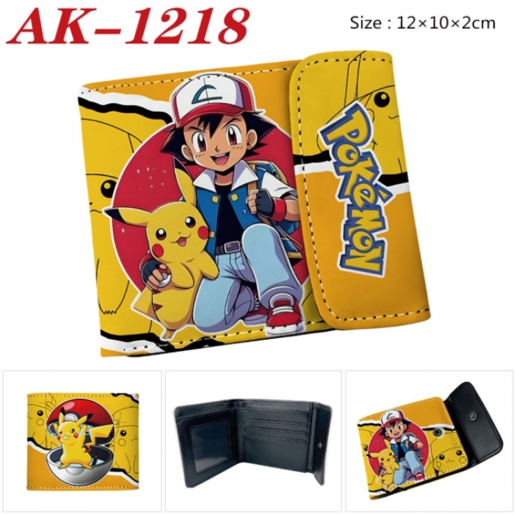 Pokemon Anime PU leather full color buckle two fold wallet 12X10X2CM