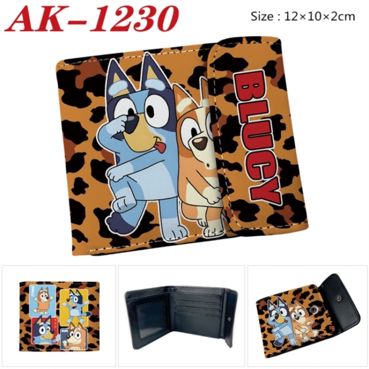 Bluey Anime PU leather full color buckle two fold wallet 12X10X2CM