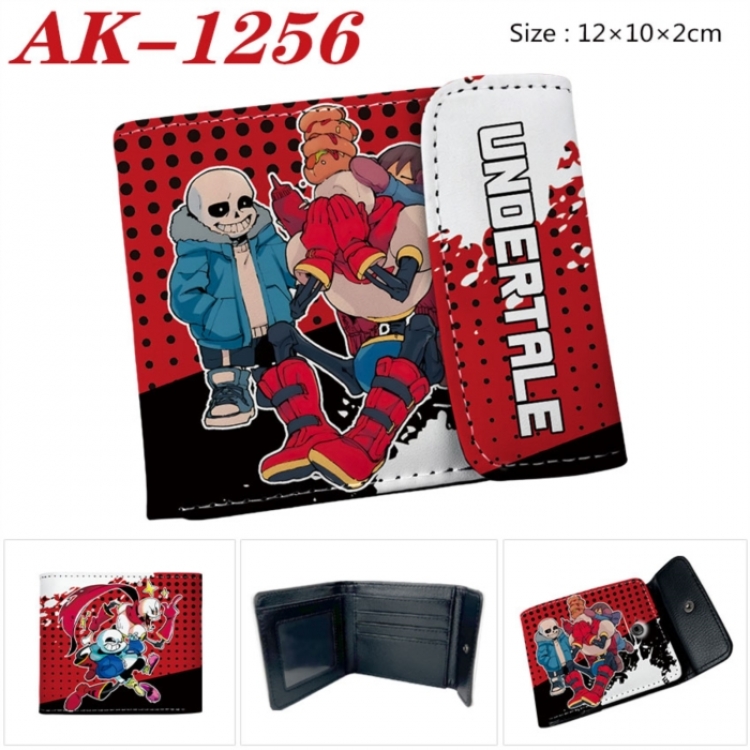 Undertale Anime PU leather full color buckle two fold wallet 12X10X2CM