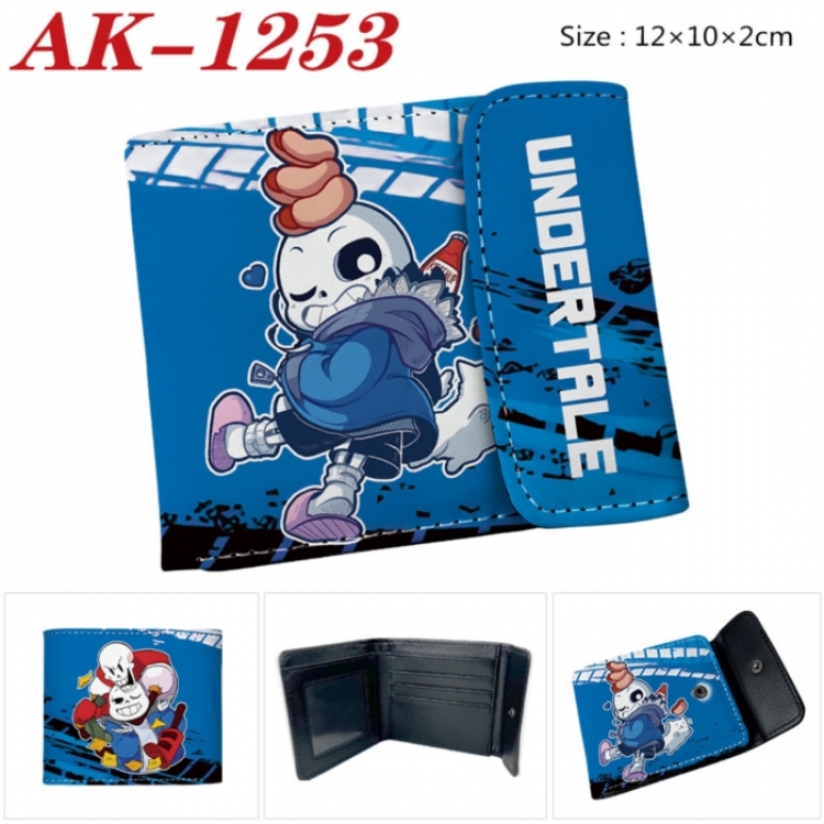 Undertale Anime PU leather full color buckle two fold wallet 12X10X2CM