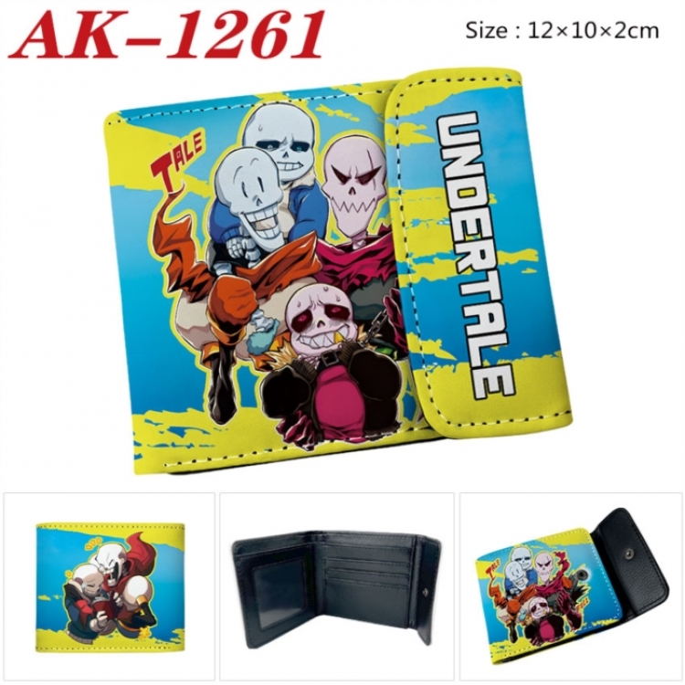 Undertale Anime PU leather full color buckle two fold wallet 12X10X2CM