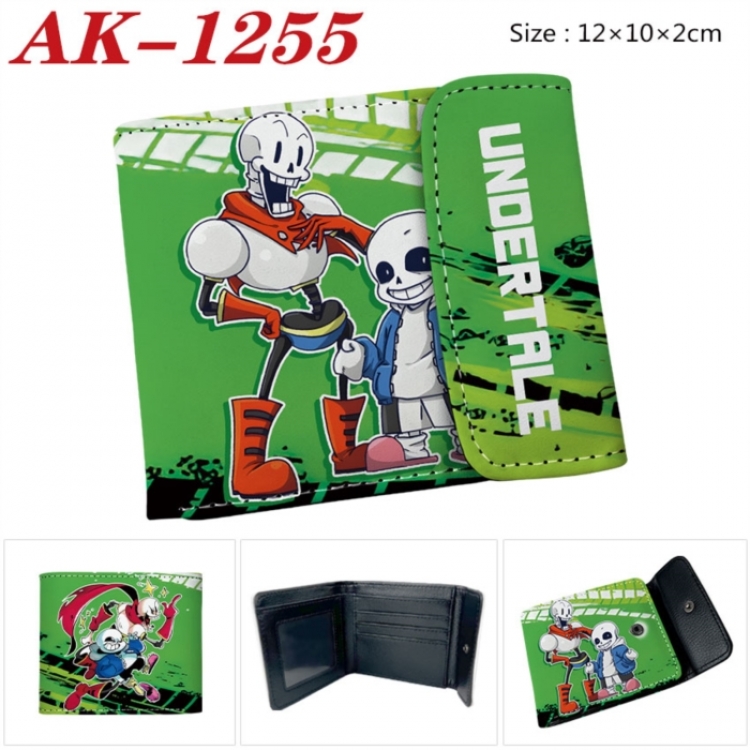 Undertale Anime PU leather full color buckle two fold wallet 12X10X2CM