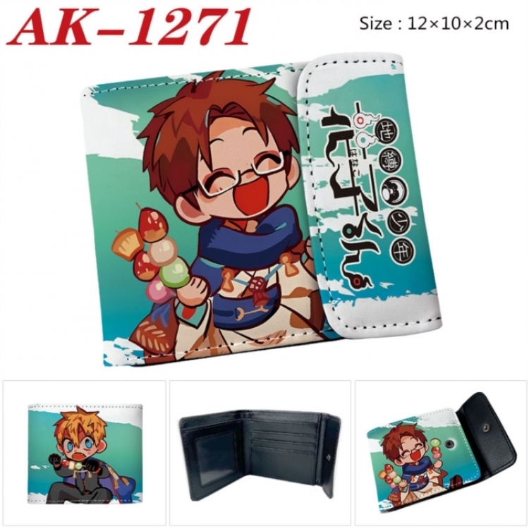Toilet-bound Hanako-kun Anime PU leather full color buckle two fold wallet 12X10X2CM