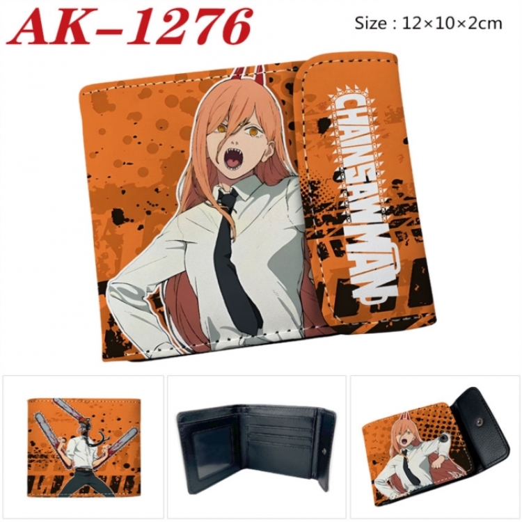 Chainsaw Man Anime PU leather full color buckle two fold wallet 12X10X2CM