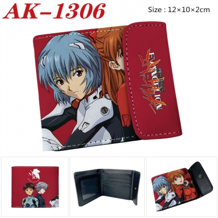 EVA Anime PU leather full color buckle two fold wallet 12X10X2CM