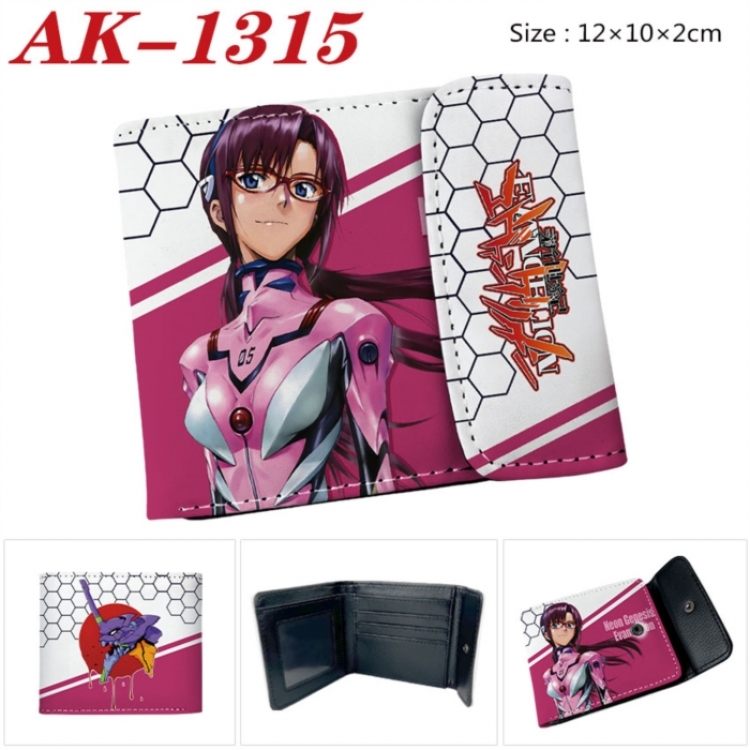 EVA Anime PU leather full color buckle two fold wallet 12X10X2CM
