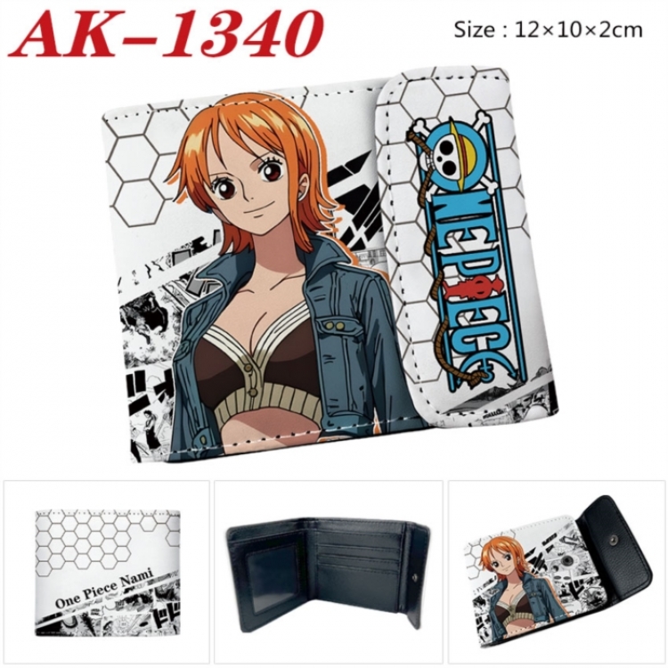 One Piece Anime PU leather full color buckle two fold wallet 12X10X2CM
