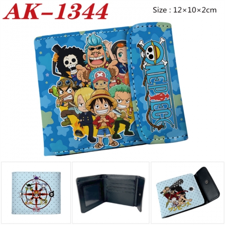 One Piece Anime PU leather full color buckle two fold wallet 12X10X2CM