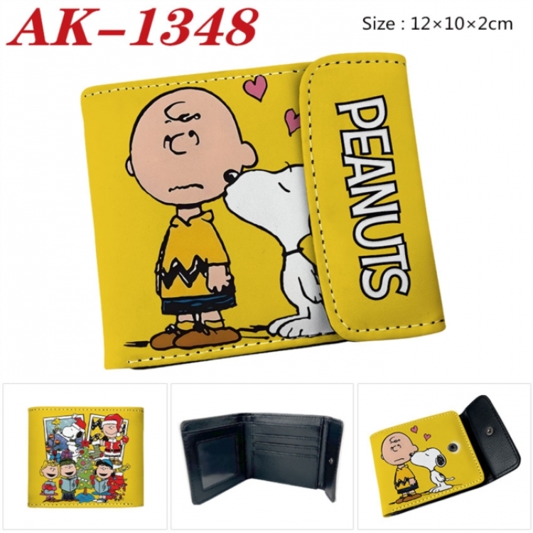Peanuts Anime PU leather full color buckle two fold wallet 12X10X2CM