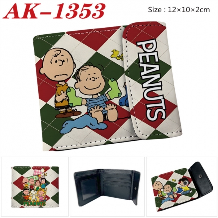 Peanuts Anime PU leather full color buckle two fold wallet 12X10X2CM