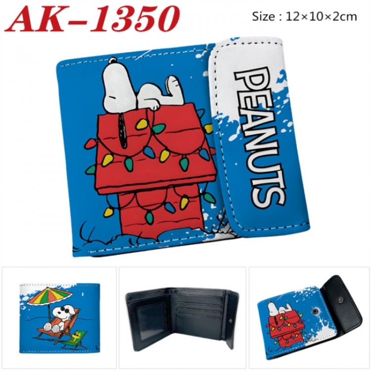 Peanuts Anime PU leather full color buckle two fold wallet 12X10X2CM