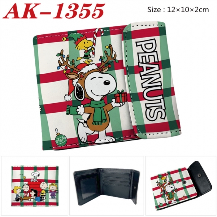 Peanuts Anime PU leather full color buckle two fold wallet 12X10X2CM