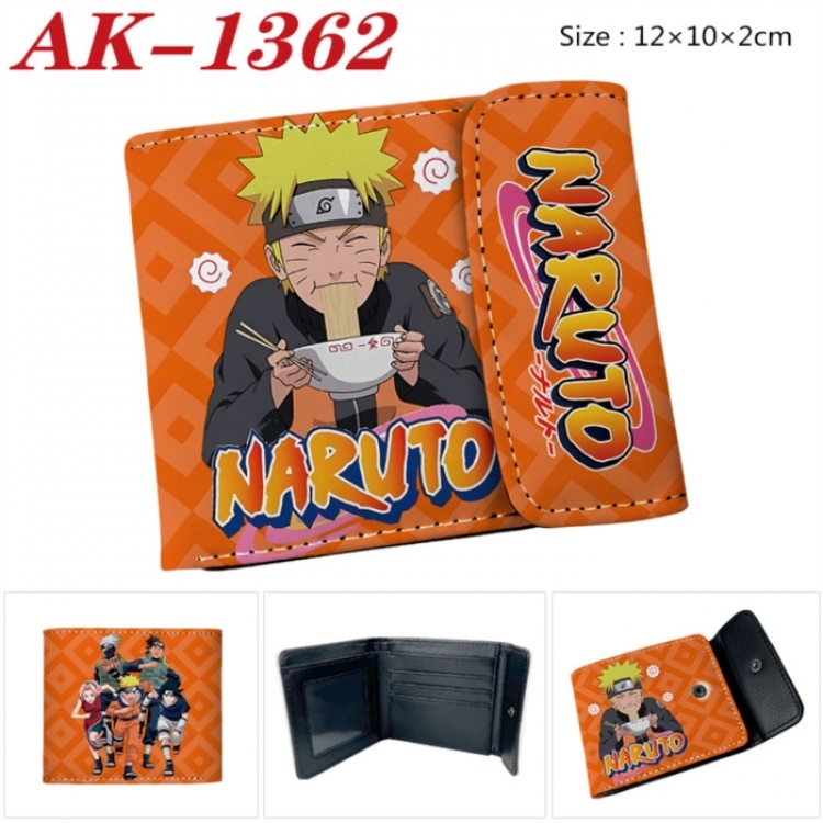 Naruto Anime PU leather full color buckle two fold wallet 12X10X2CM