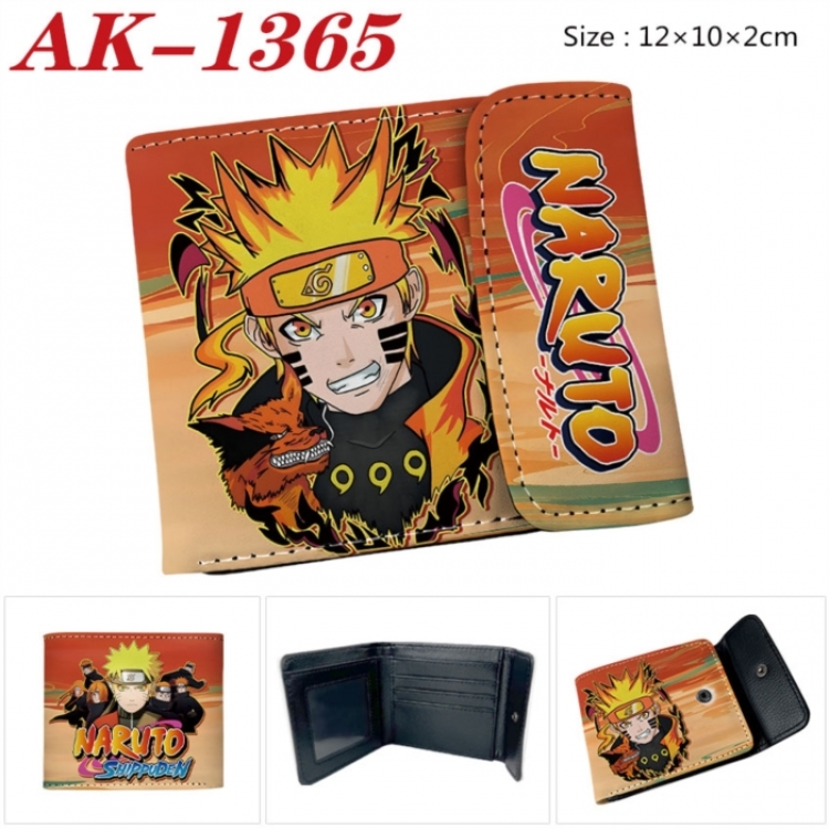 Naruto Anime PU leather full color buckle two fold wallet 12X10X2CM