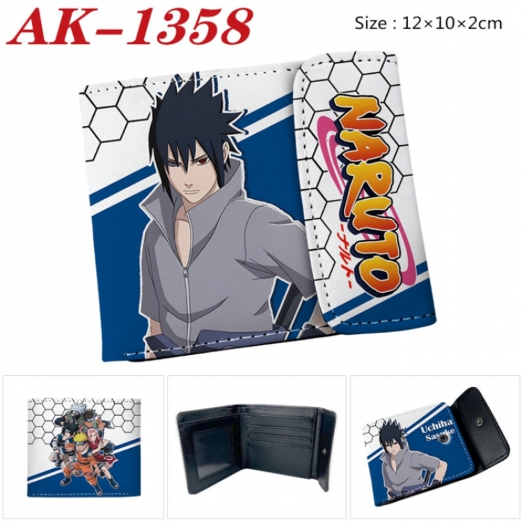 Naruto Anime PU leather full color buckle two fold wallet 12X10X2CM