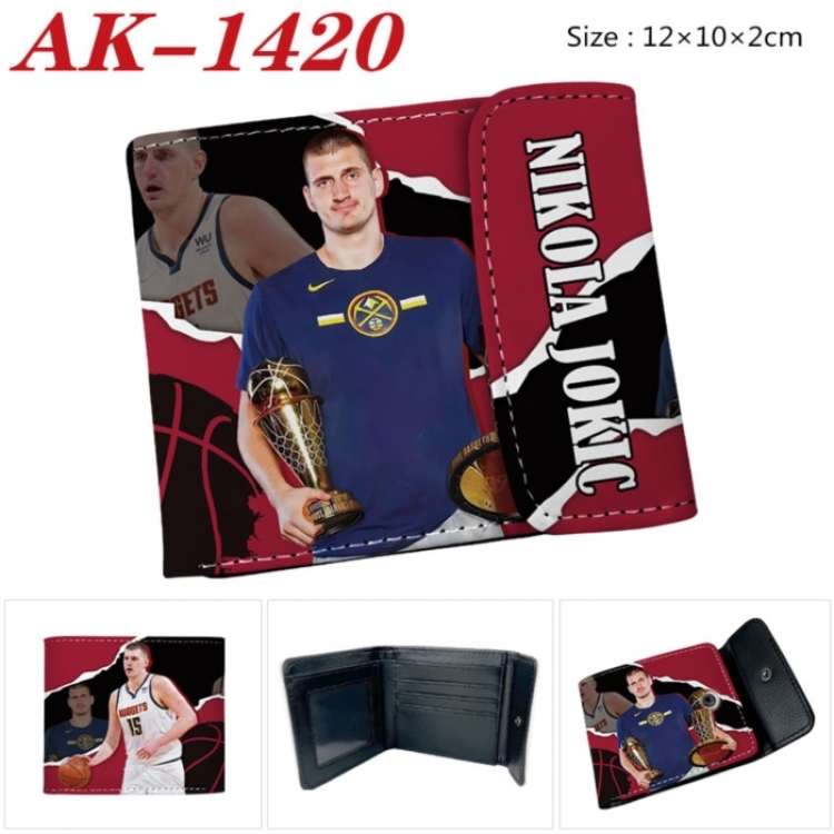 star player Anime PU leather full color buckle two fold wallet 12X10X2CM