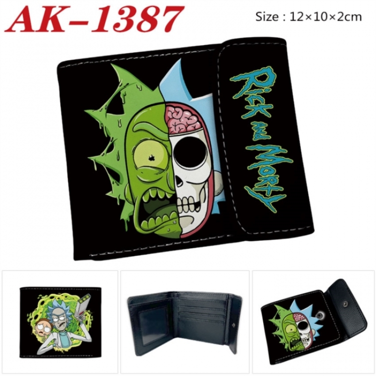 Rick and Morty Anime PU leather full color buckle two fold wallet 12X10X2CM