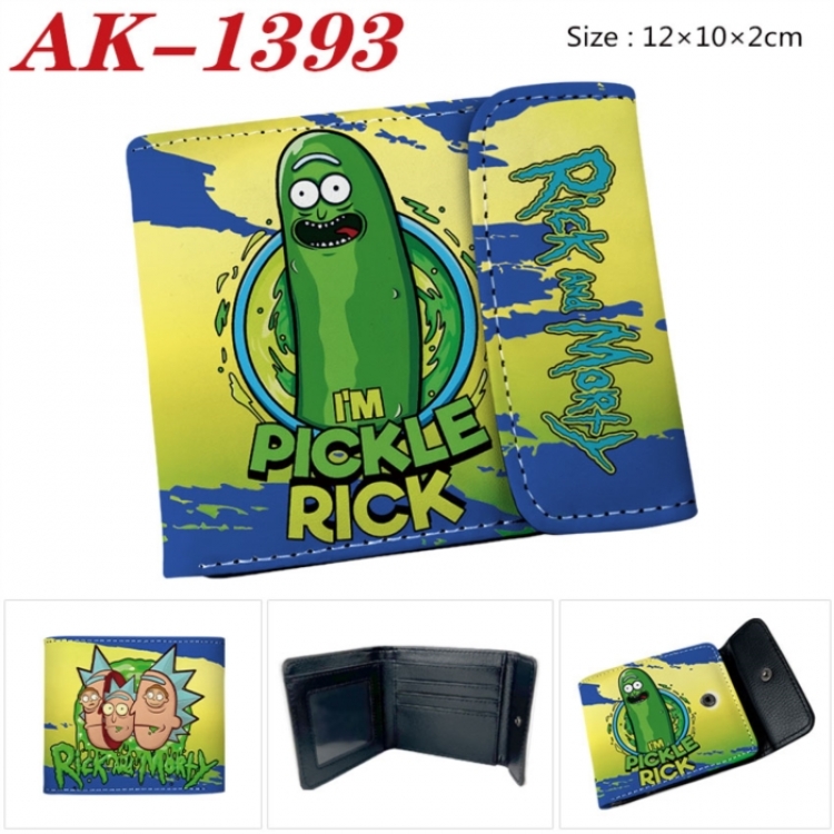 Rick and Morty Anime PU leather full color buckle two fold wallet 12X10X2CM