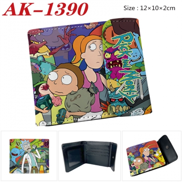 Rick and Morty Anime PU leather full color buckle two fold wallet 12X10X2CM