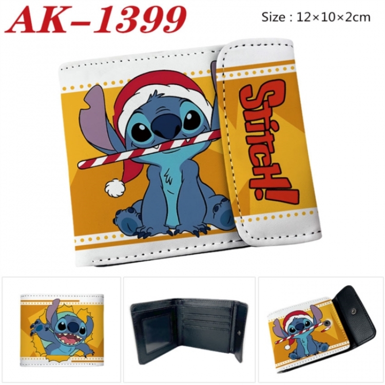 Lilo & Stitch Anime PU leather full color buckle two fold wallet 12X10X2CM
