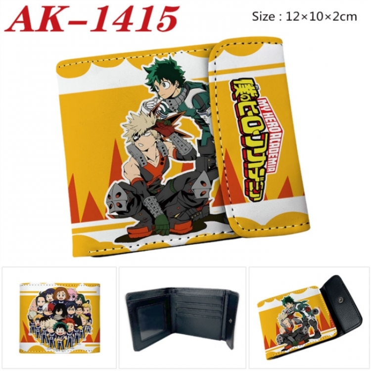 My Hero Academia Anime PU leather full color buckle two fold wallet 12X10X2CM