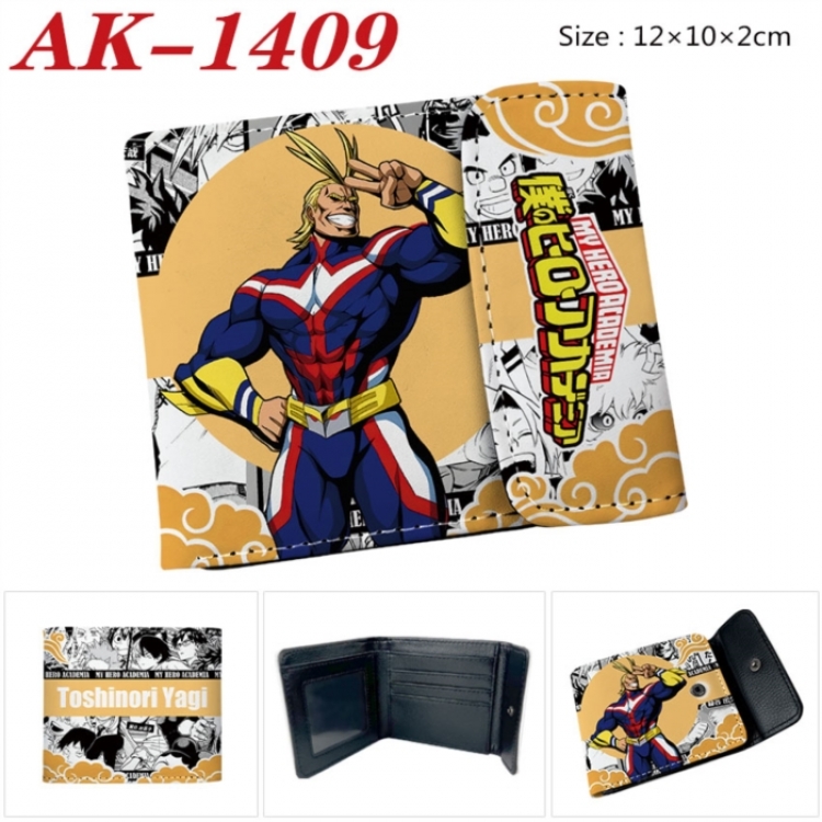 My Hero Academia Anime PU leather full color buckle two fold wallet 12X10X2CM