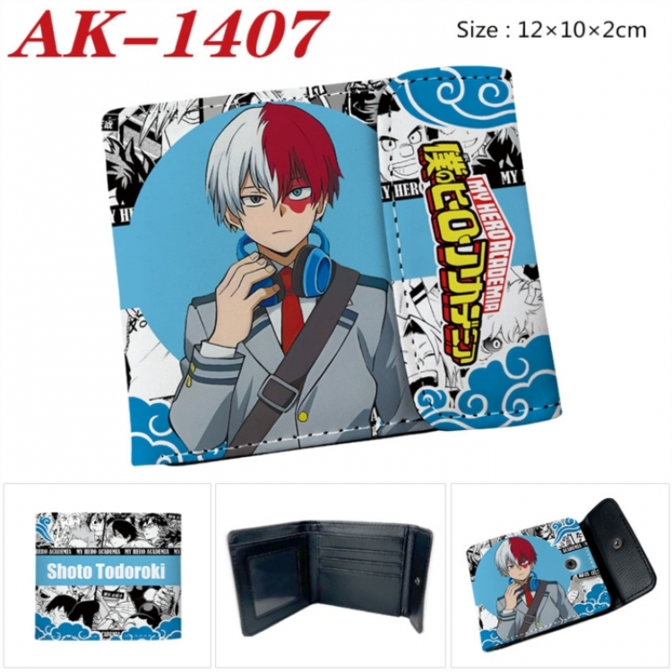My Hero Academia Anime PU leather full color buckle two fold wallet 12X10X2CM